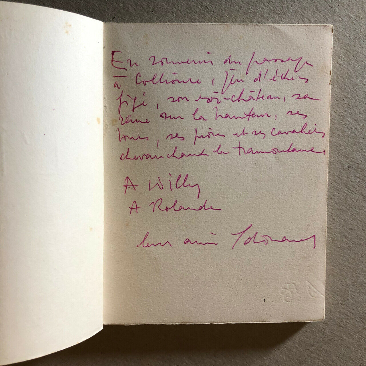 Édouard Loeb — L'Île — envoi autographe à Willy Mucha — Les Pas perdus — 1951.