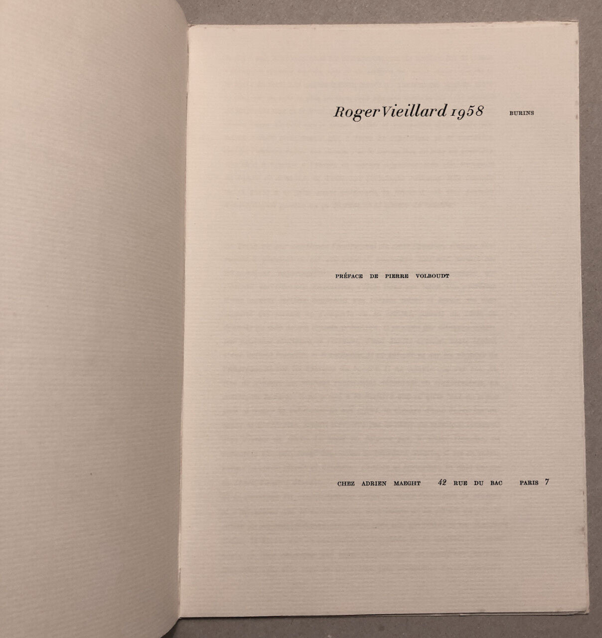 Roger Vieillard — gravure originale — catalogue à tirage limité — Maeght — 1958.