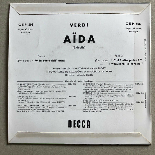 Renata Tebaldi — Aïda — 45 RPM 7" — Decca — CEP 506 — 1958.