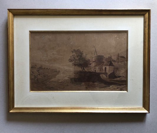 Anonymous — Italian landscape — ink drawing - pen and brush — 18.5 x 30 cm.