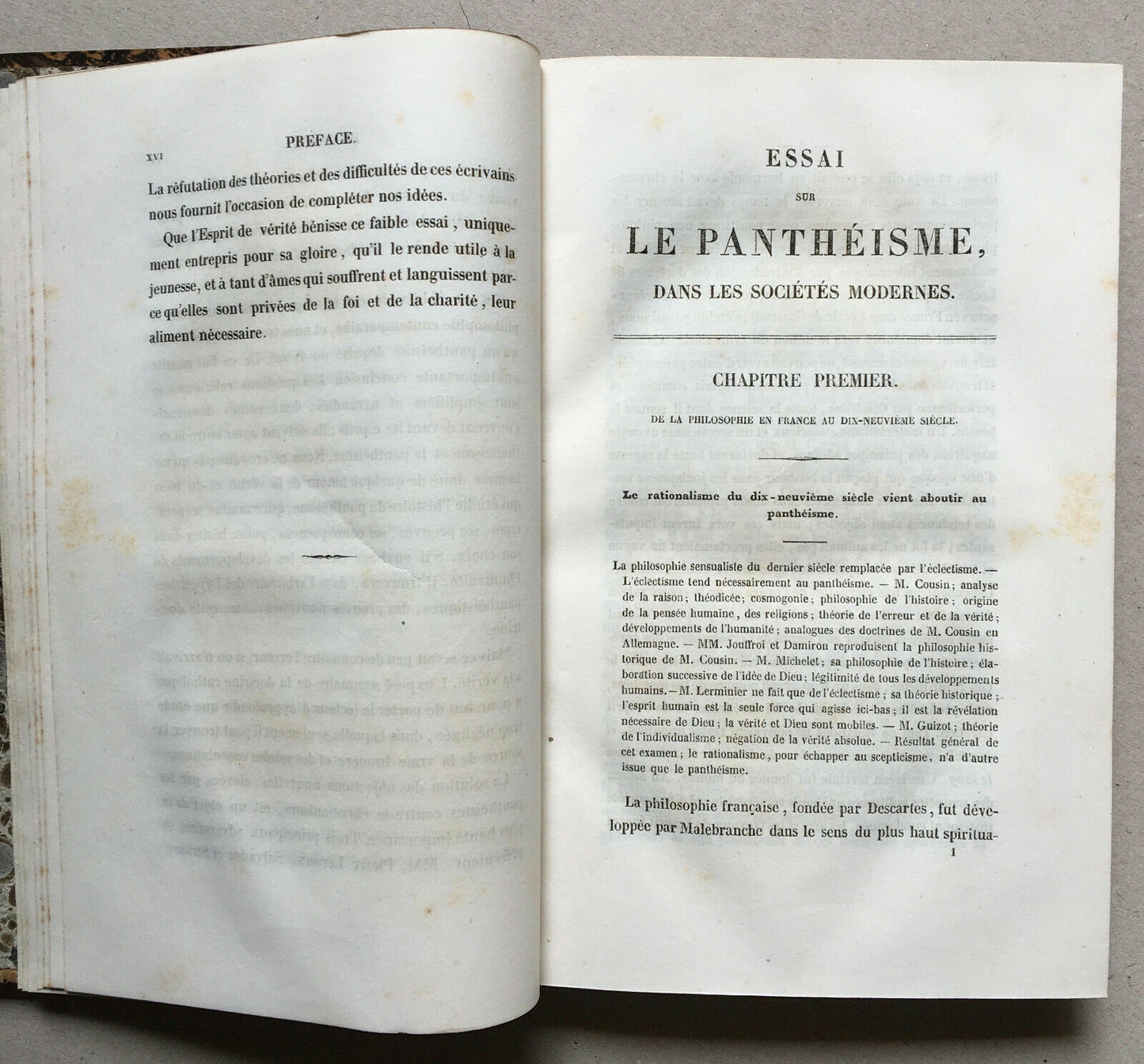 H. Maret — Essai sur le panthéisme dans les sociétés modernes — Sapia — 1840