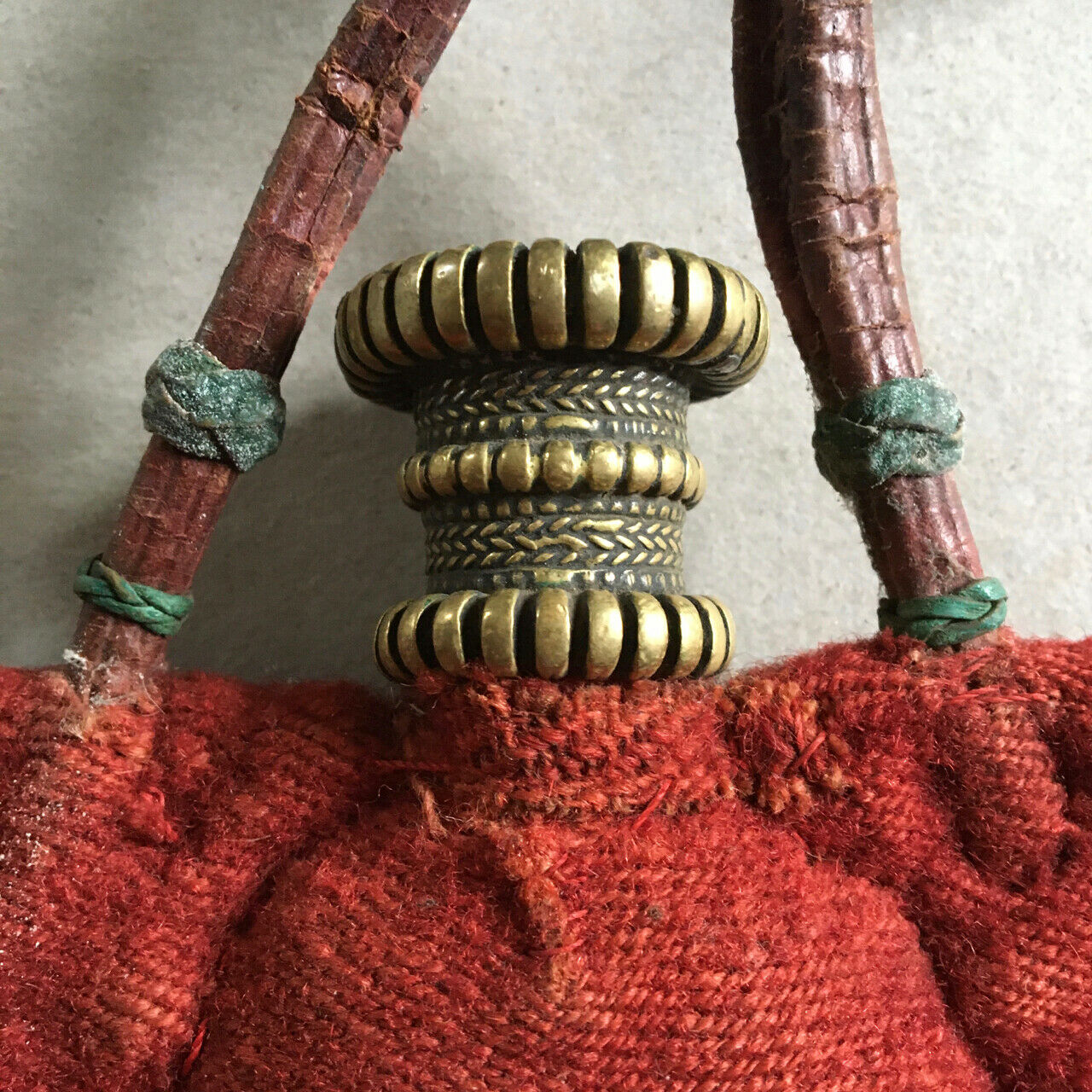 Ritual gourd (Cha-Bum) of "geshe" for ablutions — Tibet — bronze & fabric