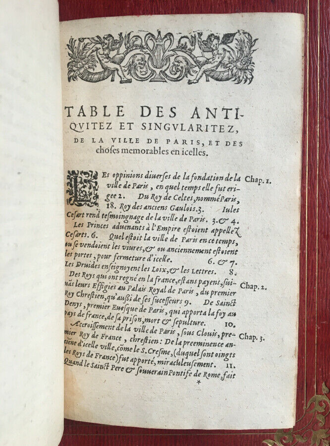 G. CORROZET - LES ANTIQUITÉS CHRONIQUES ET SINGULARITÉS DE PARIS - BONFONS 1586