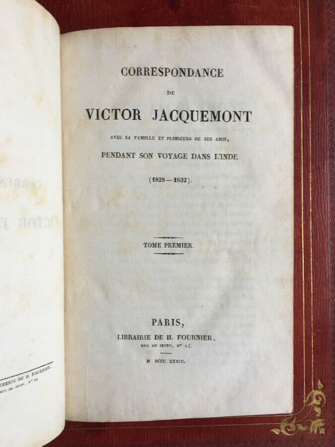 JACQUEMONT - VOYAGE DANS L'INDE - 2 VOL.- É.O. - GRANDE CARTE - FOURNIER - 1833