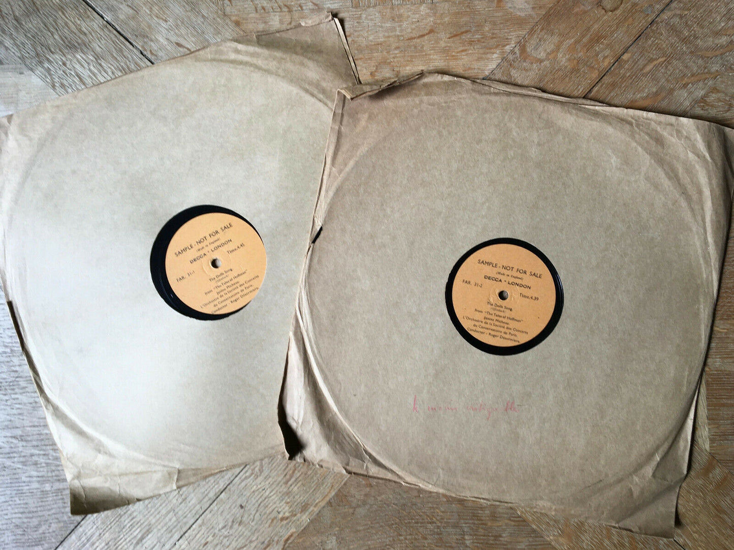 OFFENBACH — DOLL SONG — JANINE MICHEAU, DÉSORMIÈRE — 78 T SAMPLE LONDON FAR 31-2
