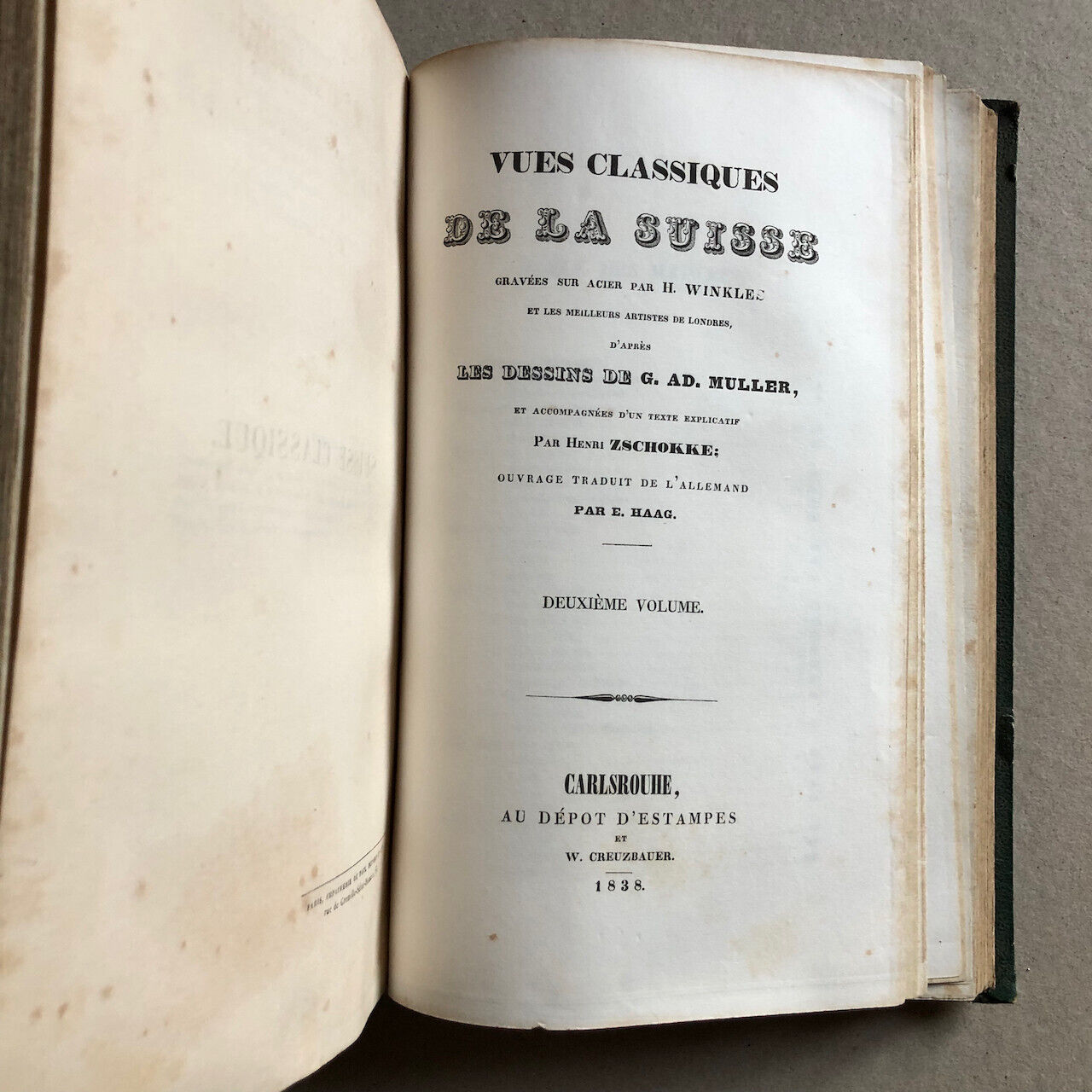 Henri Zschokke — Vues classiques de la Suisse — 85 pl. h. t. — 1ère éd. — 1838.