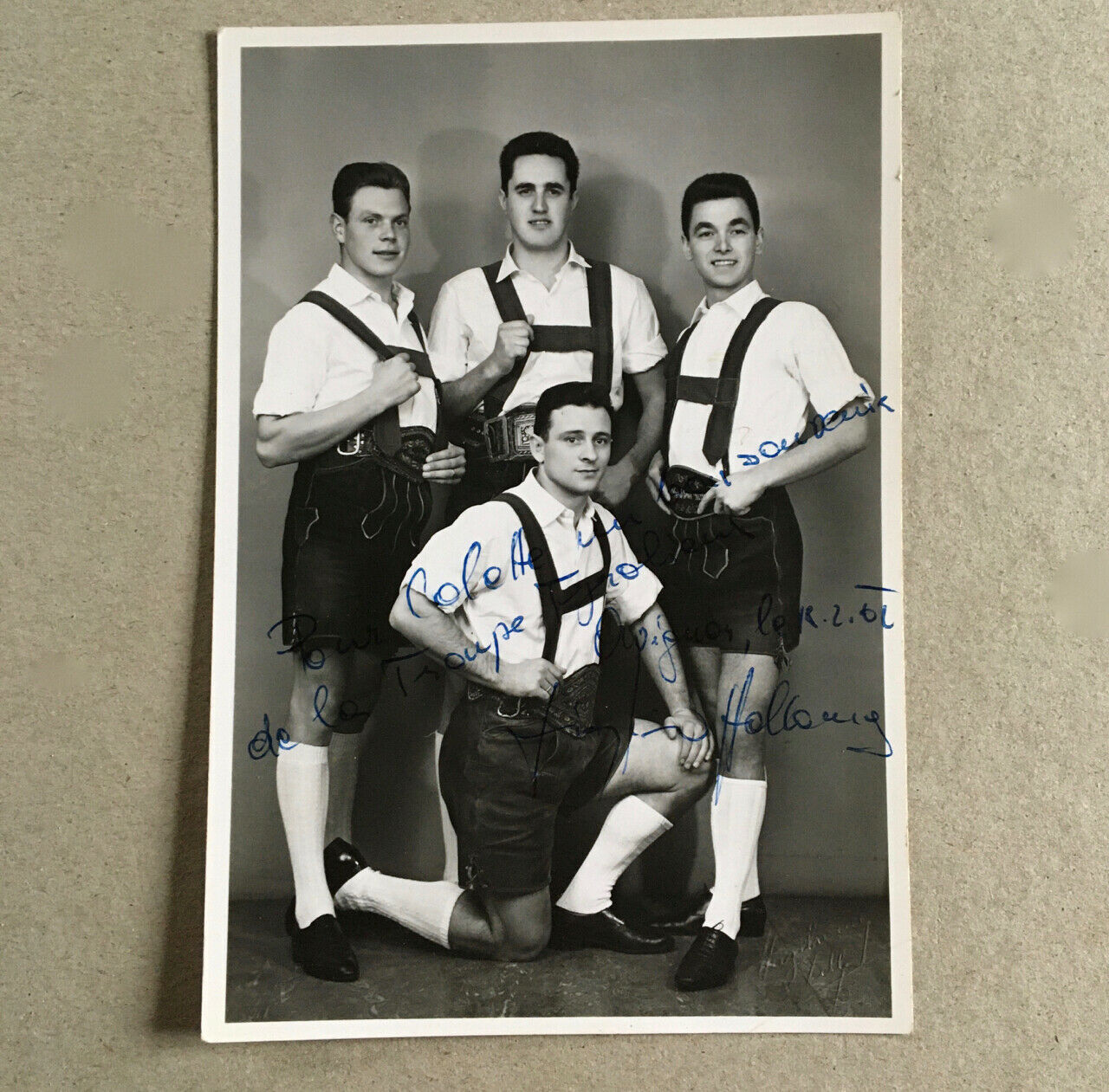 La Troupe Tyrolienne — photographie originale signée, dédicacée — 10x14,5 — 1961