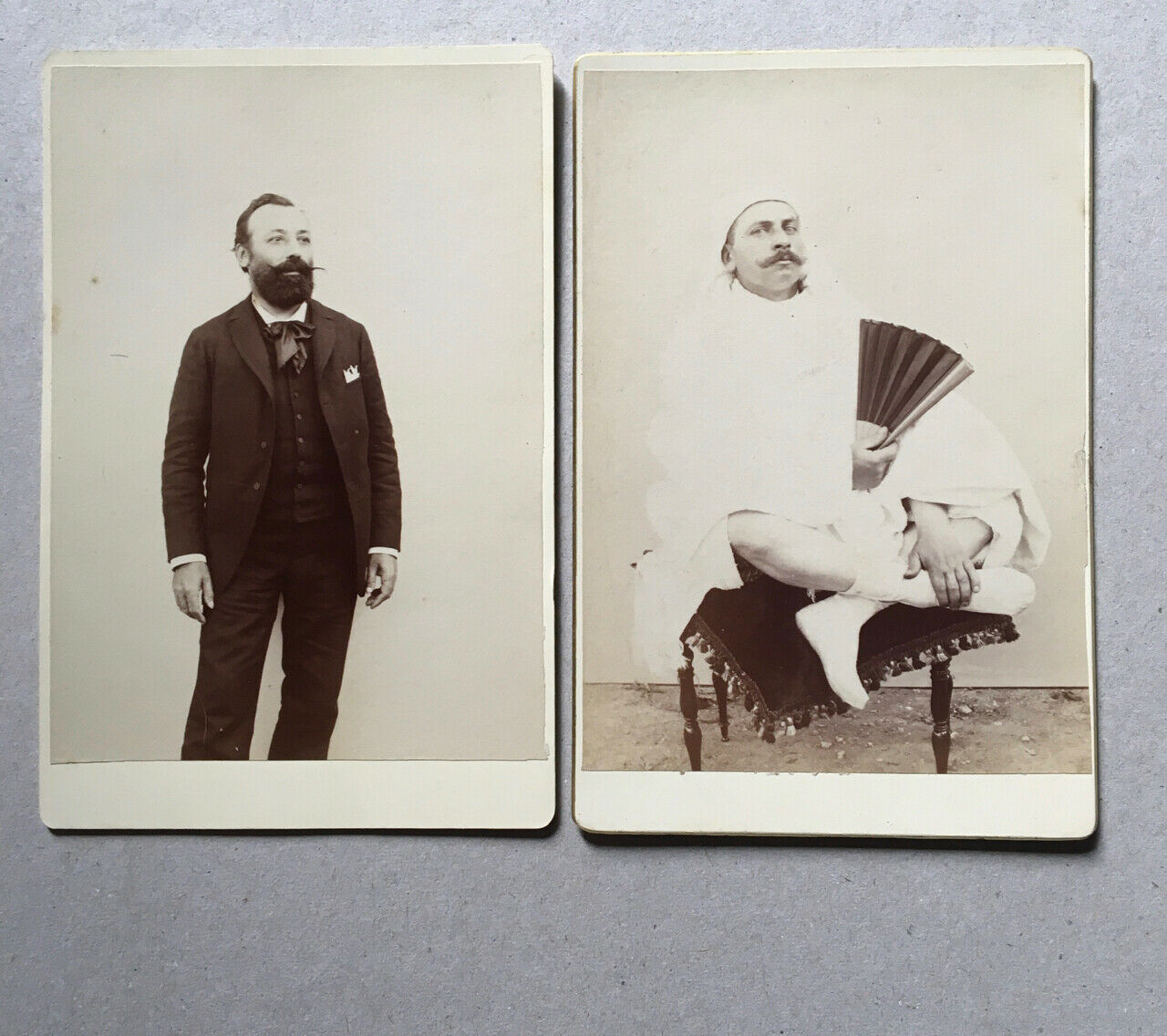 Homme moustachu en costume oriental — 2 x format cabinet — circa 1880.