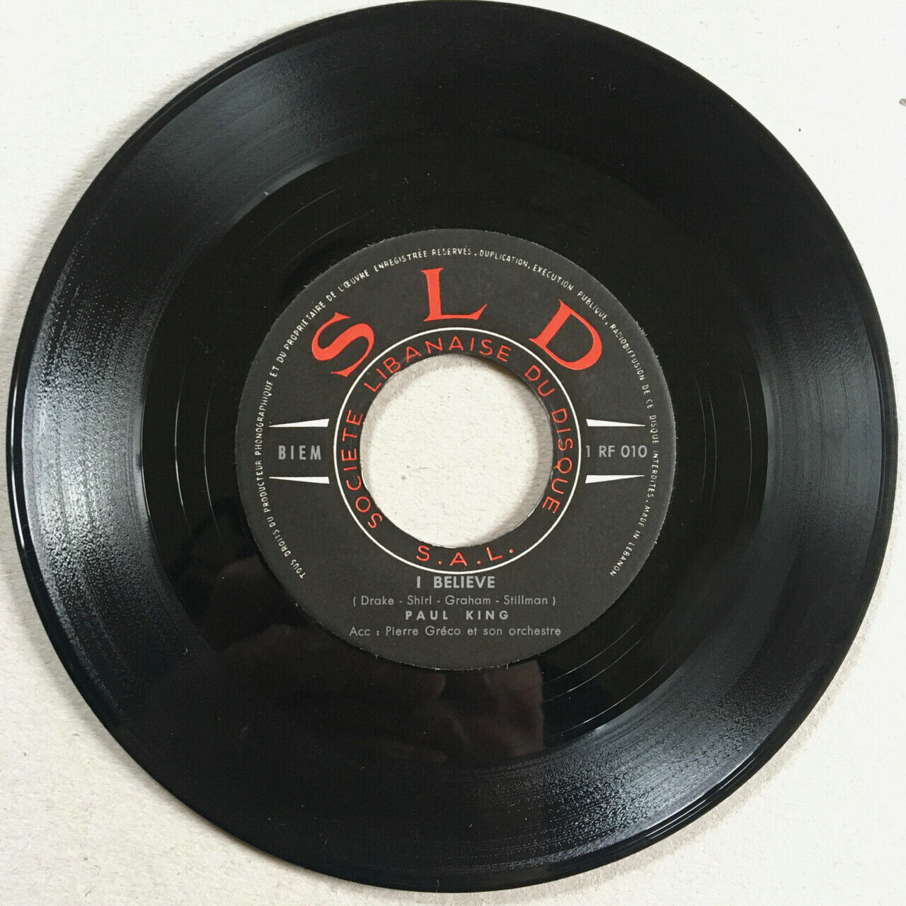Paul King — I believe / My Bonny — rare 7" 45 rpm — S.L.D. RF 010 — Liban — 1964