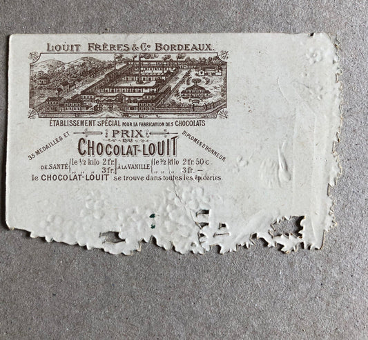 Chocolat Louit - Bordeaux — chromo — fantaisie fleurs — texte au dos — XIXe.