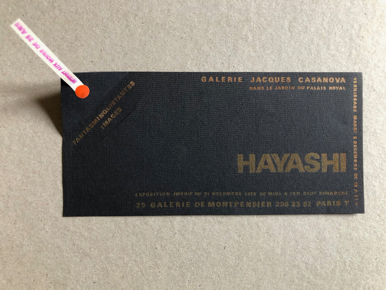 Yoshifumi Hayashi — invitation Fantasminquiétantes — érotisme — Galerie Casanova