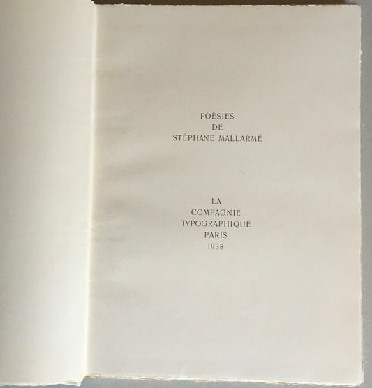 Stéphane Mallarmé — Poesies — ex. No. 28/88 — The Typographic Company — 1938.