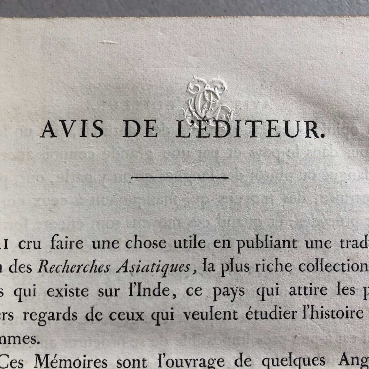 Labaume (trad.), Cuvier, Lamarck — Recherches asiatiques - Bengale — é.o. — 1805