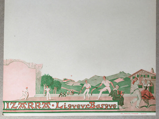 EJ del Rio — Blank menu — art-deco — Izarra Basque liqueur — Biarritz c. 1930