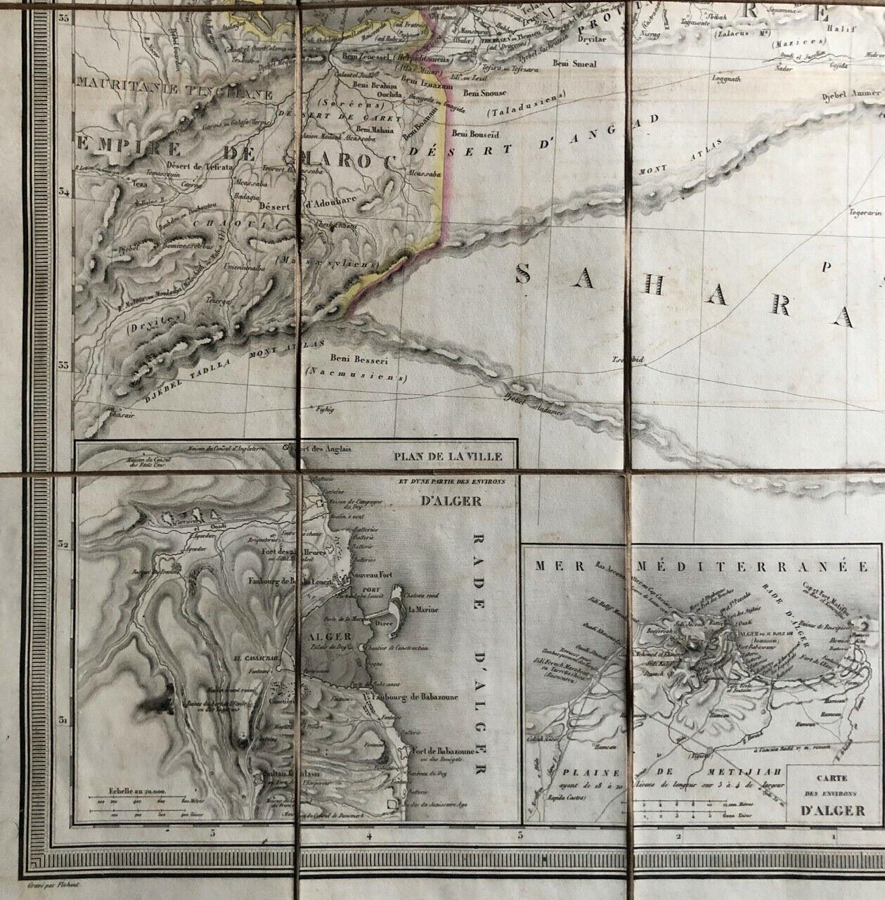 Lapie — Map of Algiers and Tunis — colored — Picquet — 76 x 107.5 cm. — 1829.
