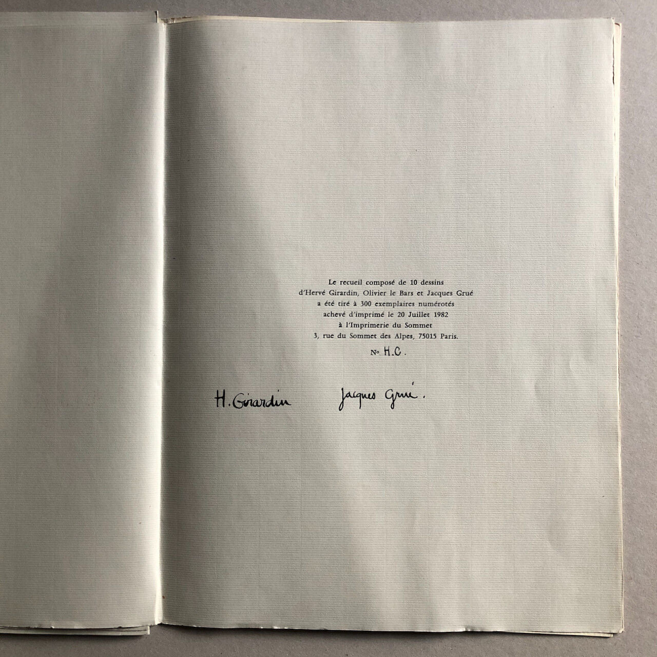 Hervé Girardin, Olivier Le Bars, Jacques Grué — La Fiancée de Lacenaire — 300 ex