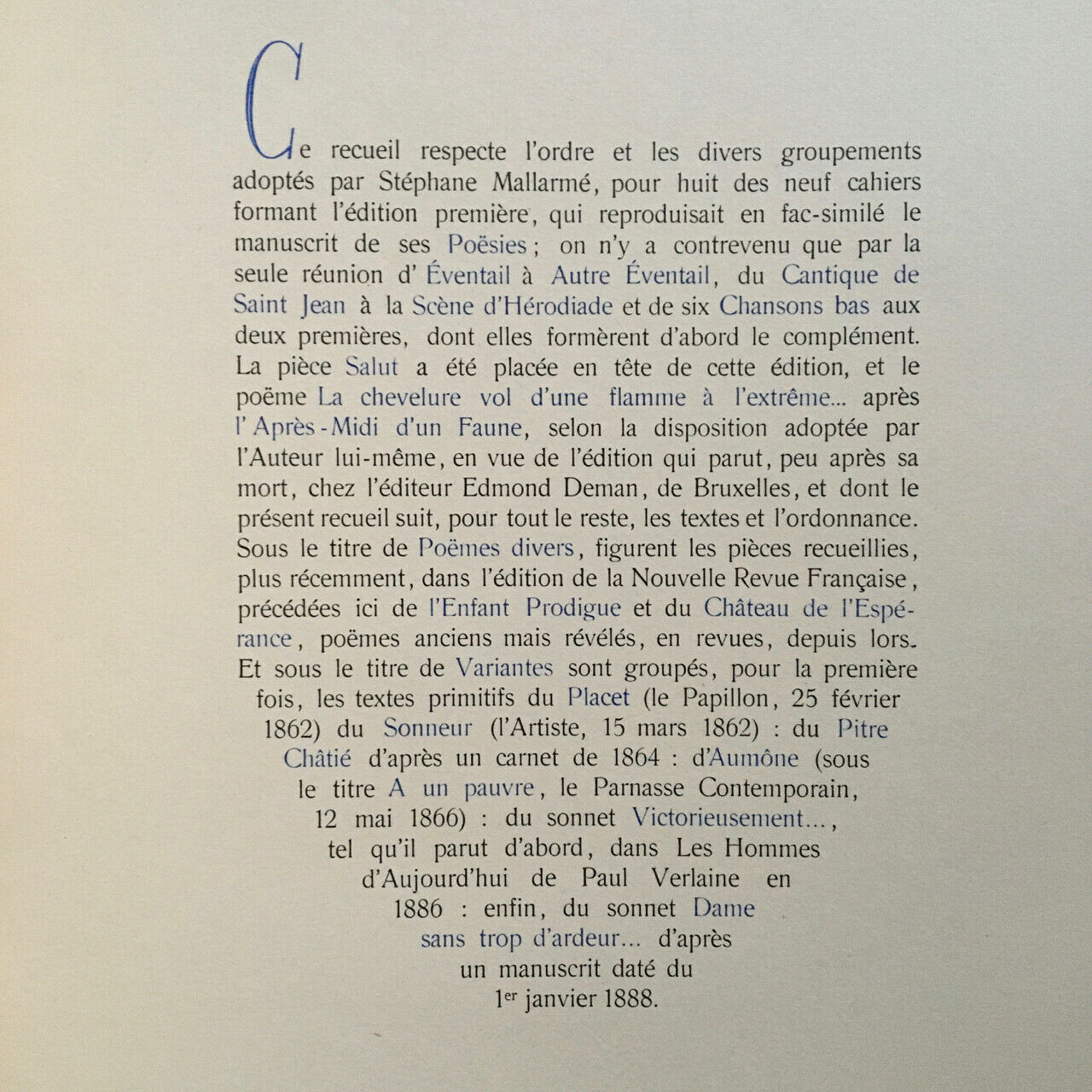 Stéphane Mallarmé — Poesies — ex. No. 28/88 — The Typographic Company — 1938.