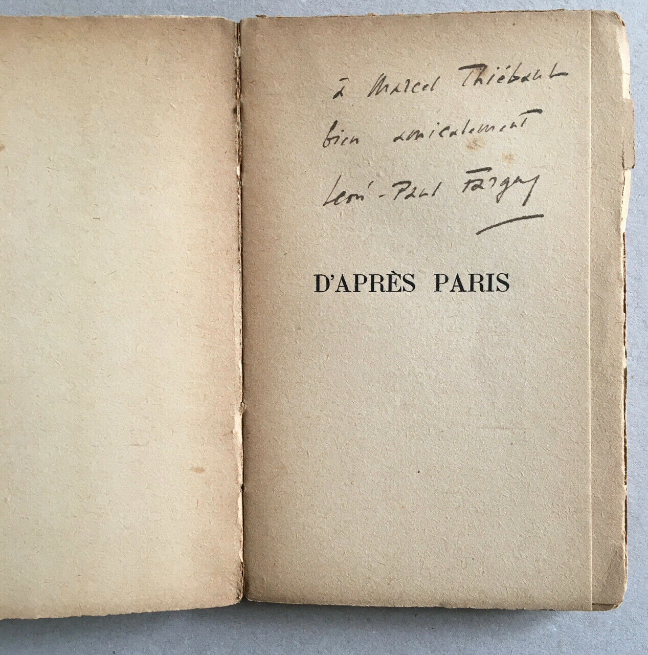 Léon Paul Fargue — D'après Paris — service de presse & envoi — Gallimard — 1932
