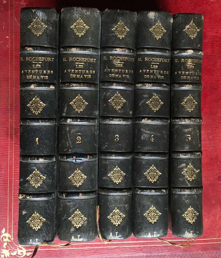 ROCHEFORT - THE ADVENTURES OF MY LIFE - SENDING TO LAISANT - 5 VOL. - P.DUPONT 1896