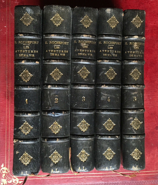 ROCHEFORT - THE ADVENTURES OF MY LIFE - SENDING TO LAISANT - 5 VOL. - P.DUPONT 1896