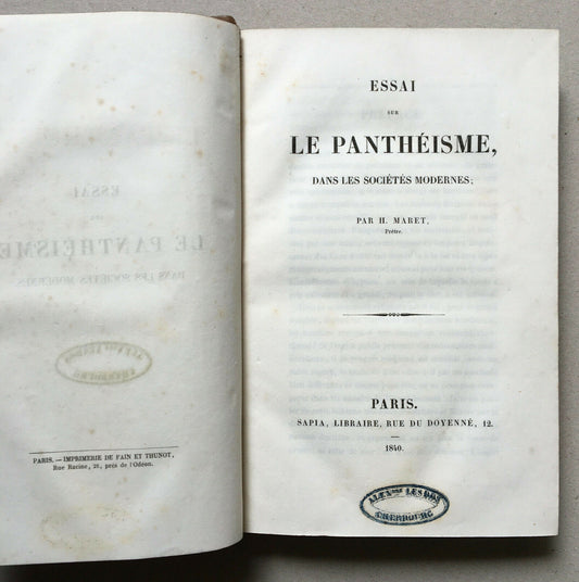 H. Maret — Essay on pantheism in modern societies — Sapia — 1840.