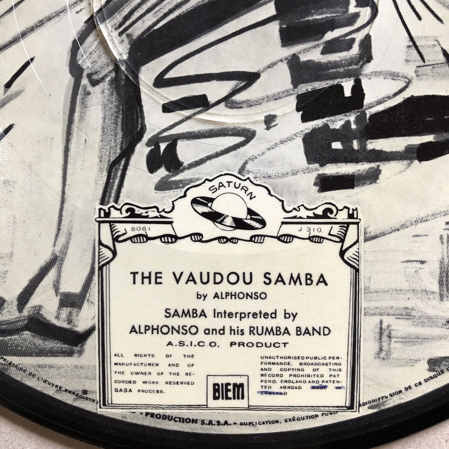 Alphonso and his rumba band — Picture disc — Brun/ Crépin— Saturne J310 — 78 rpm