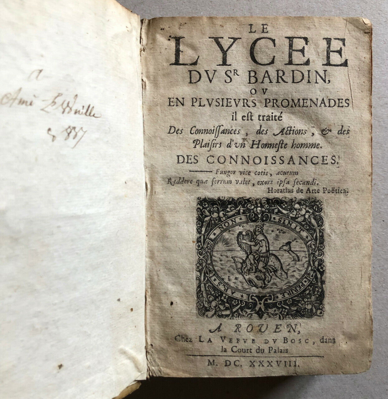 Pierre Bardin — Le lycée du Sr Bardin — Des connaissances — Veuve Du Bosc —1638