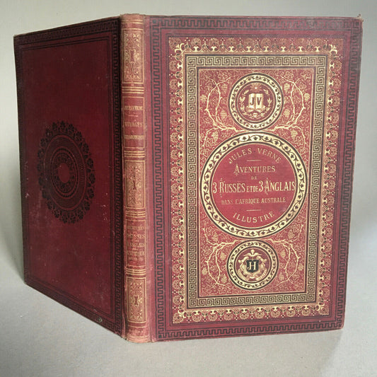 Jules Verne - Adventures of 3 Russians & 3 English - Hetzel binding with initials.