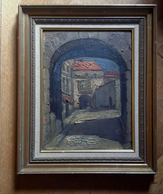 THE MARTINAGE SAYS 'GROZI': THE OLD TOWN - OIL/PANEL SIGNED BOTTOM LEFT