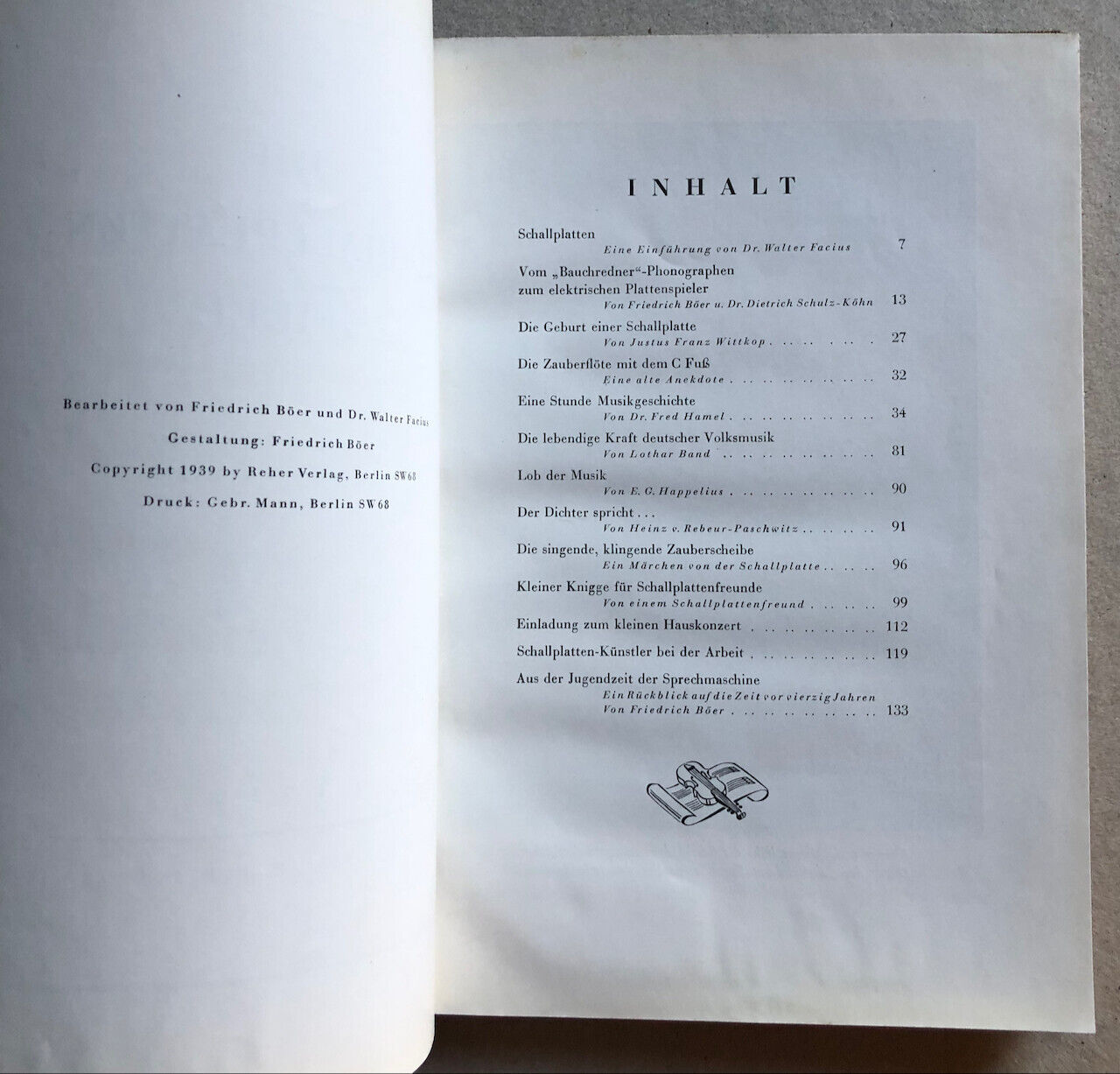 Die Schallplatten-Fibel — catalogue des disques Telefunken — Reher — année 1939.