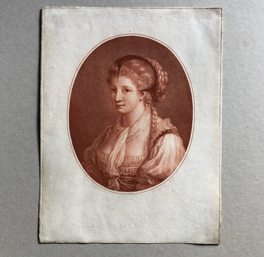 F. Bartolozzi , d'après A. Kauffmann — The fair Alsacian — Gravure en mezzotinte