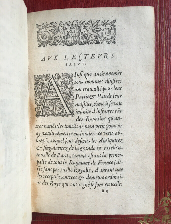 G. CORROZET - LES ANTIQUITÉS CHRONIQUES ET SINGULARITÉS DE PARIS - BONFONS 1586