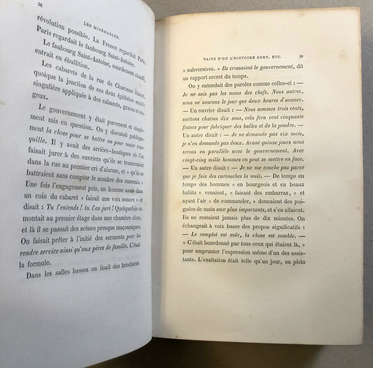 Victor Hugo — Les Misérables — édition originale — 10 vol. — Pagnerre — 1862.