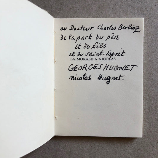 Georges Hugnet — O. Tamburi — La Morale à Nicolas — envoi — Pesce d'oro — 1964.