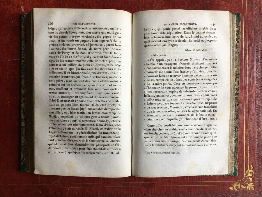 JACQUEMONT - VOYAGE DANS L'INDE - 2 VOL.- É.O. - GRANDE CARTE - FOURNIER - 1833