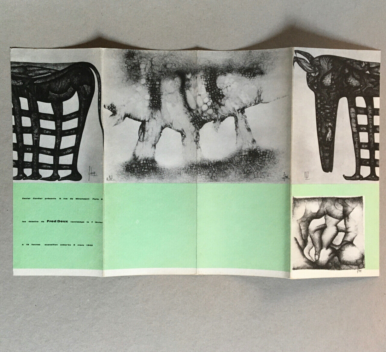 Fred Deux — invitation to the exhibition at the Daniel Cordier gallery — 1962.
