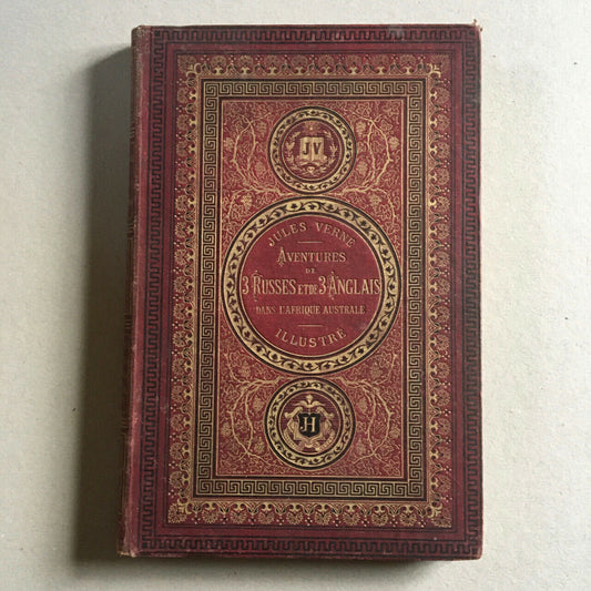 Jules Verne - Adventures of 3 Russians & 3 English - Hetzel binding with initials.