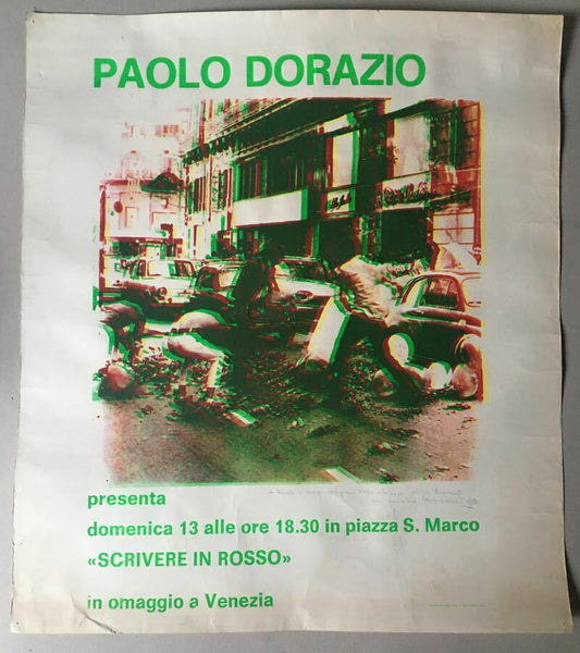 Paolo Dorazio "SCRIVERE IN ROSSO" — original relief poster signed & dated 1970