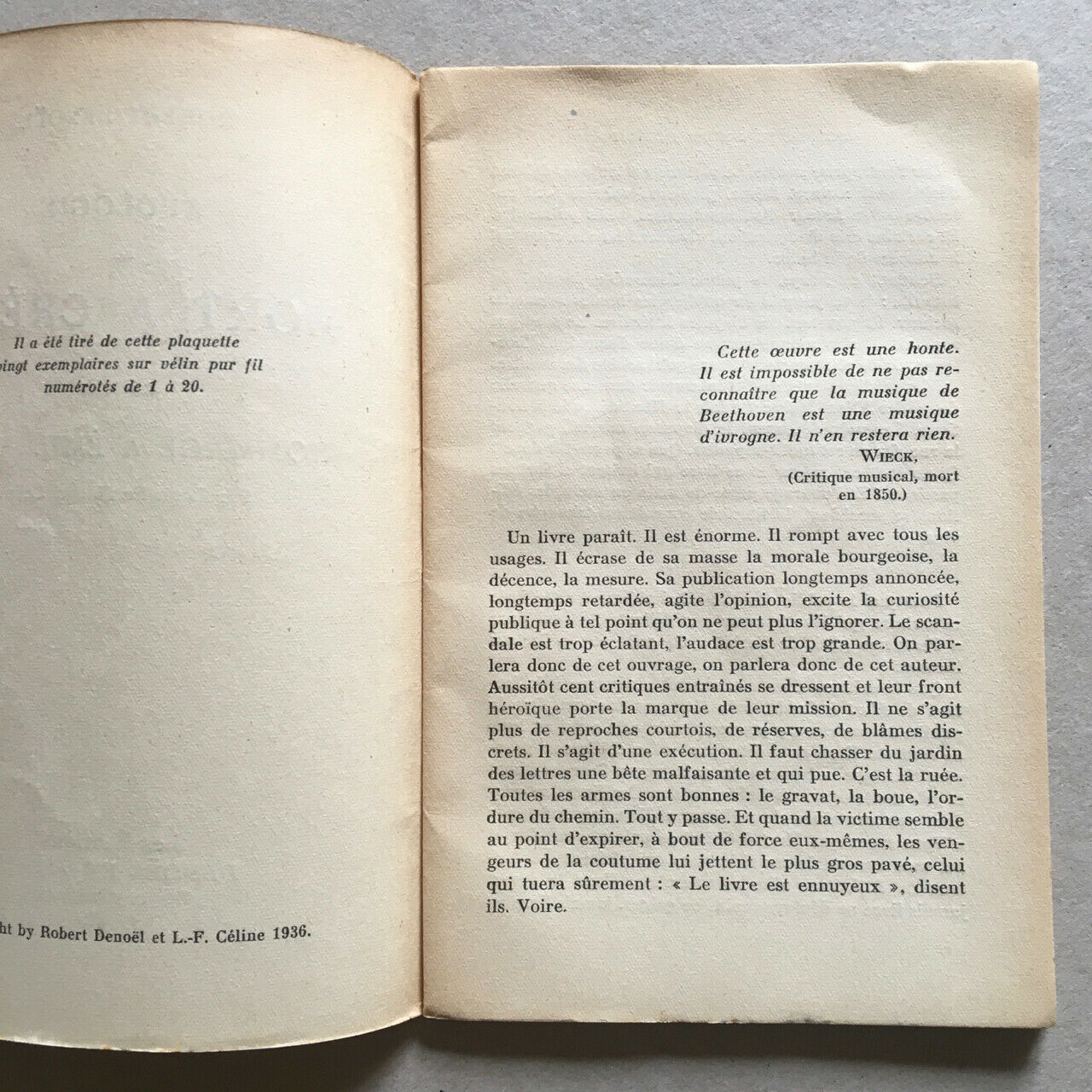 Robert Denoel — Apology of Death on Credit — É.O. — Denoel & Steele — 1936.