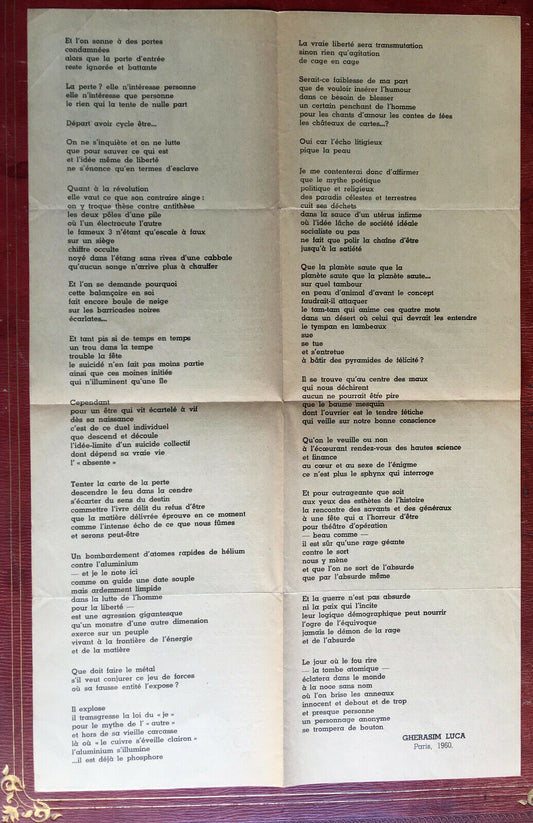 Gherasim Luca — La Clef — original edition — 1960.