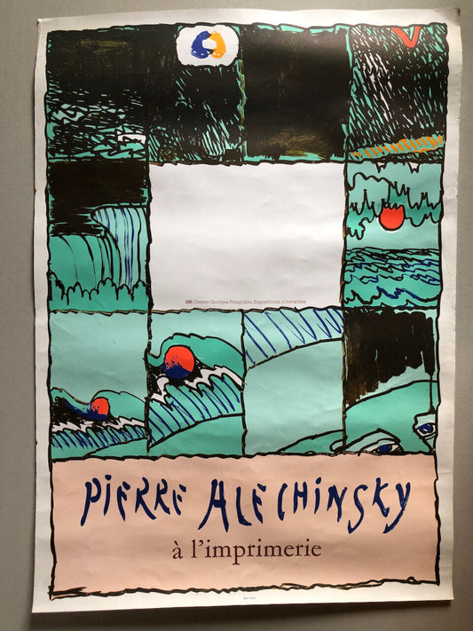 Pierre Alechinsky À l' Imprimerie — affiche lithographique — exposition Pompidou