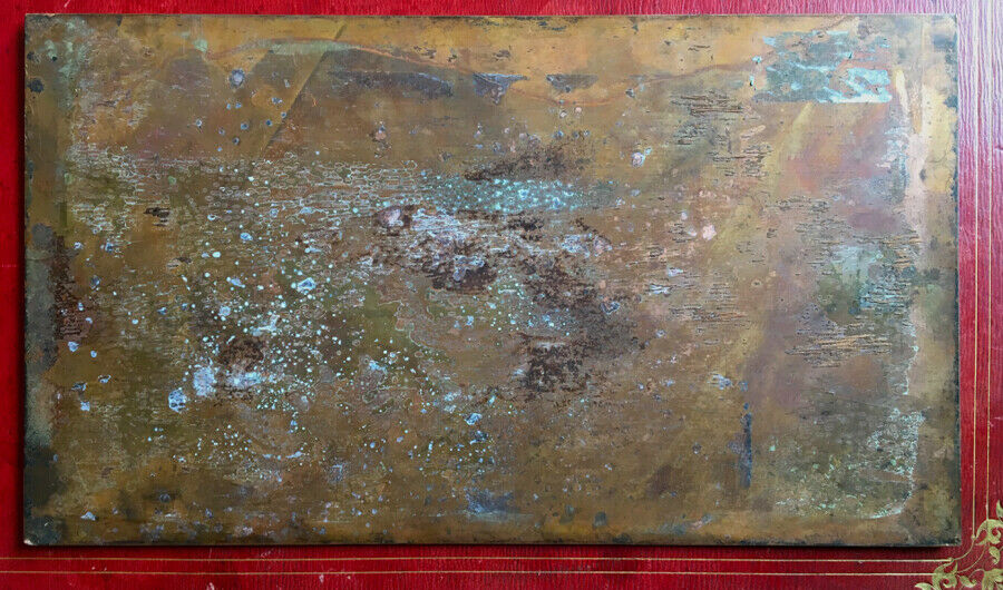 PAYSAGE EN BORD DE RIVIÈRE - VERNIS MOU - PLAQUE DE GRAVURE EN CUIVRE - XIXème.
