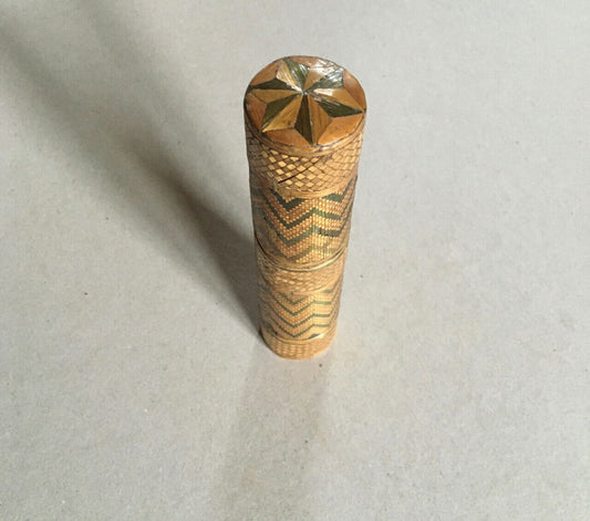 Cylindrical case in straw marquetry — folk art — 15.5 x 3 — c. 1850