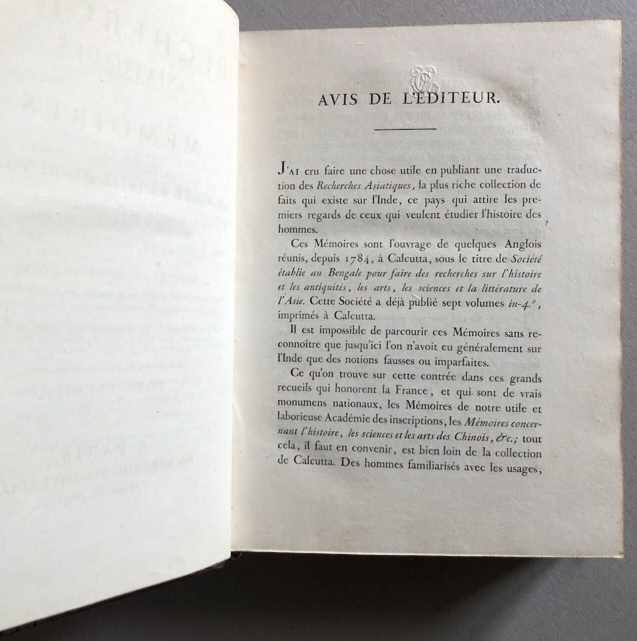 Labaume (trad.), Cuvier, Lamarck — Recherches asiatiques - Bengale — é.o. — 1805