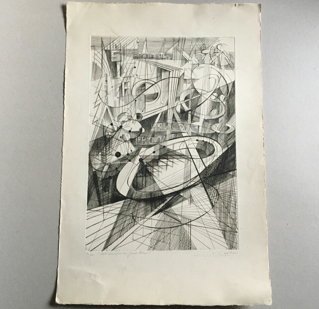 Germaine de Coster — Arts ménagers au Grand Palais — burin n° / 30 & signé —1959