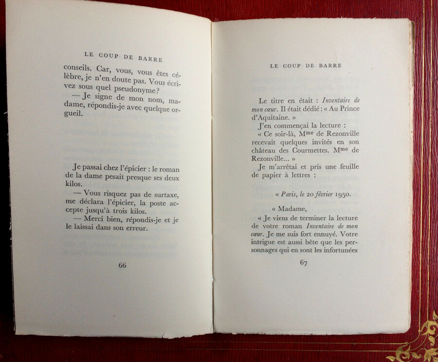 JEAN CAU - LE COUP DE BARRE - ÉDITION ORIGINALE - N° 27/43 - GALLIMARD - 1950.