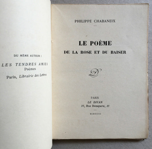 Philippe Chabaneix — The Poem of the Rose and the Kiss — É.On° — Le Divan — 1923