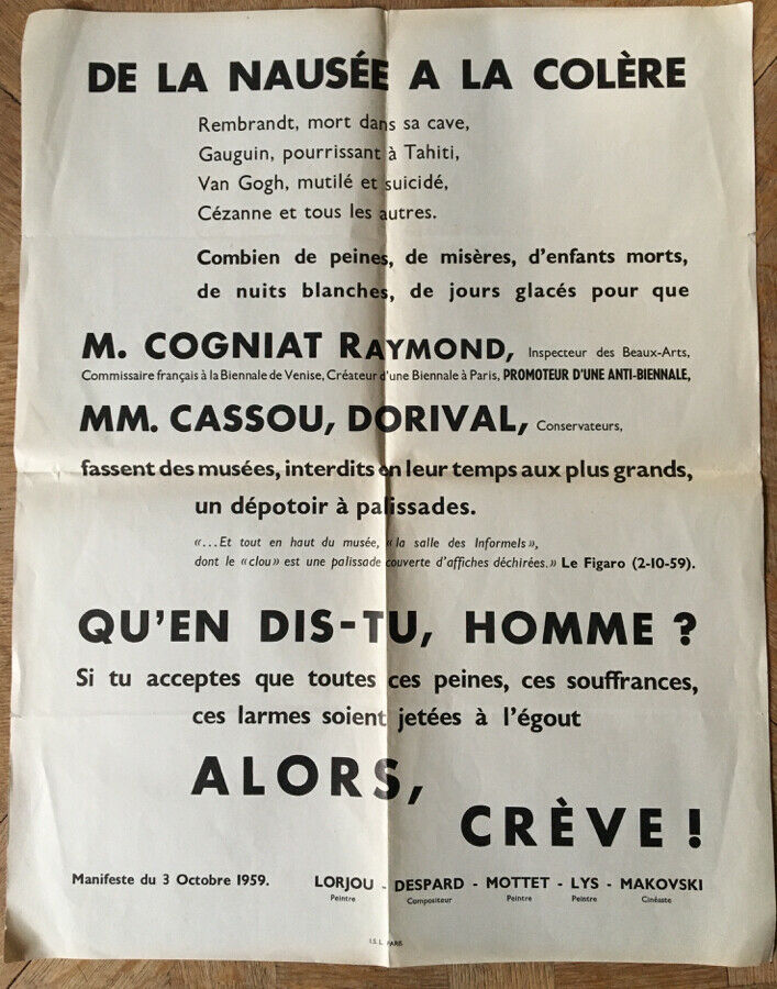 LORJOU, MOURLOT, SORLIER - FAUBOURG ART GALLERY - ORIGINAL POSTER - 1951.