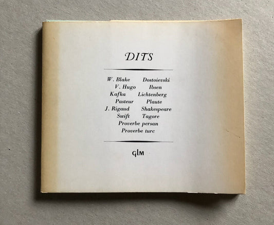 Dits II — recueil de 16 aphorismes sur cartes bristol — é.o. n°/875 — GLM — 1961