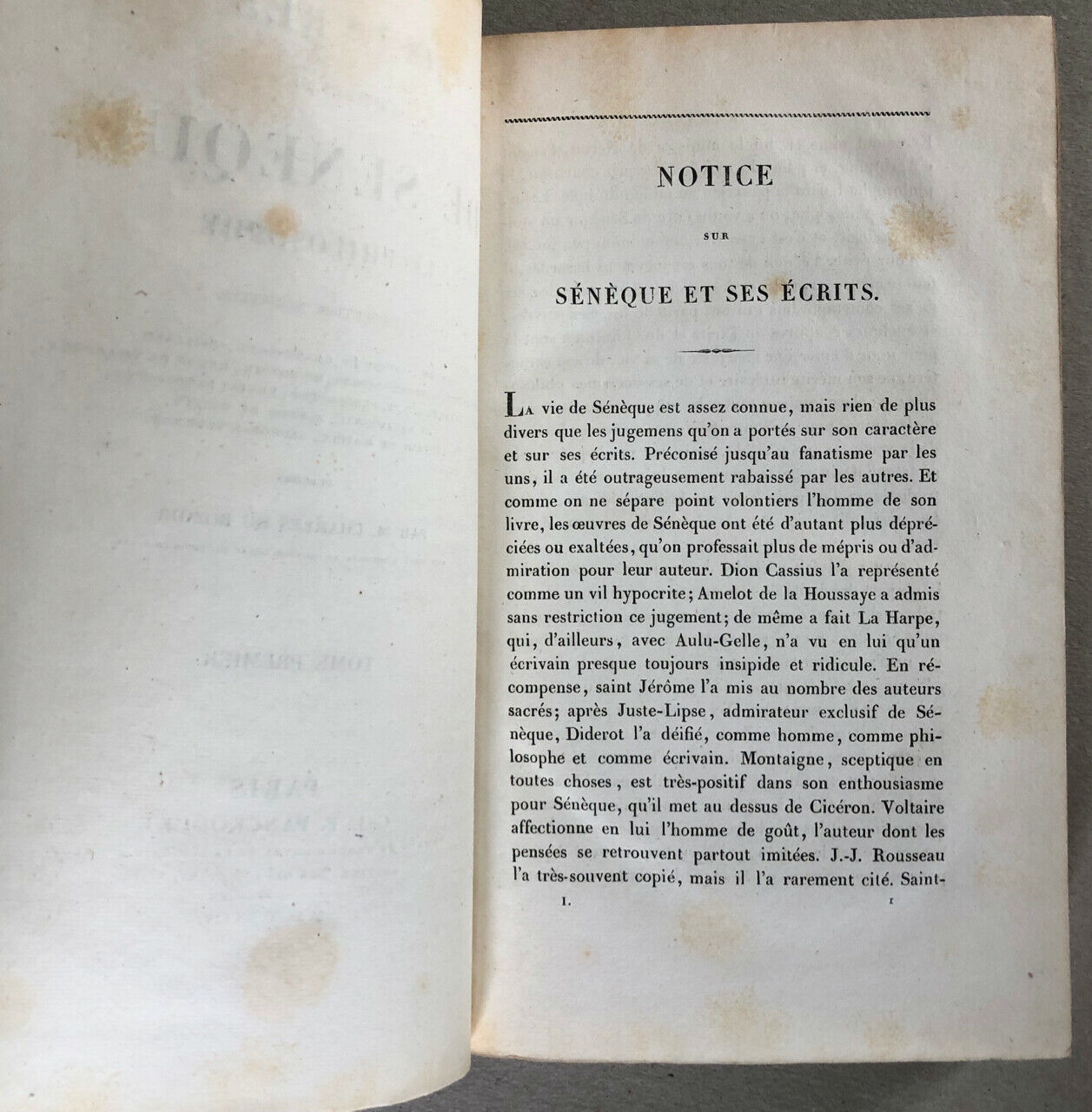 Sénèque — Oeuvres complètes — édition bilingue — 8 volumes — Panckoucke — 1832.
